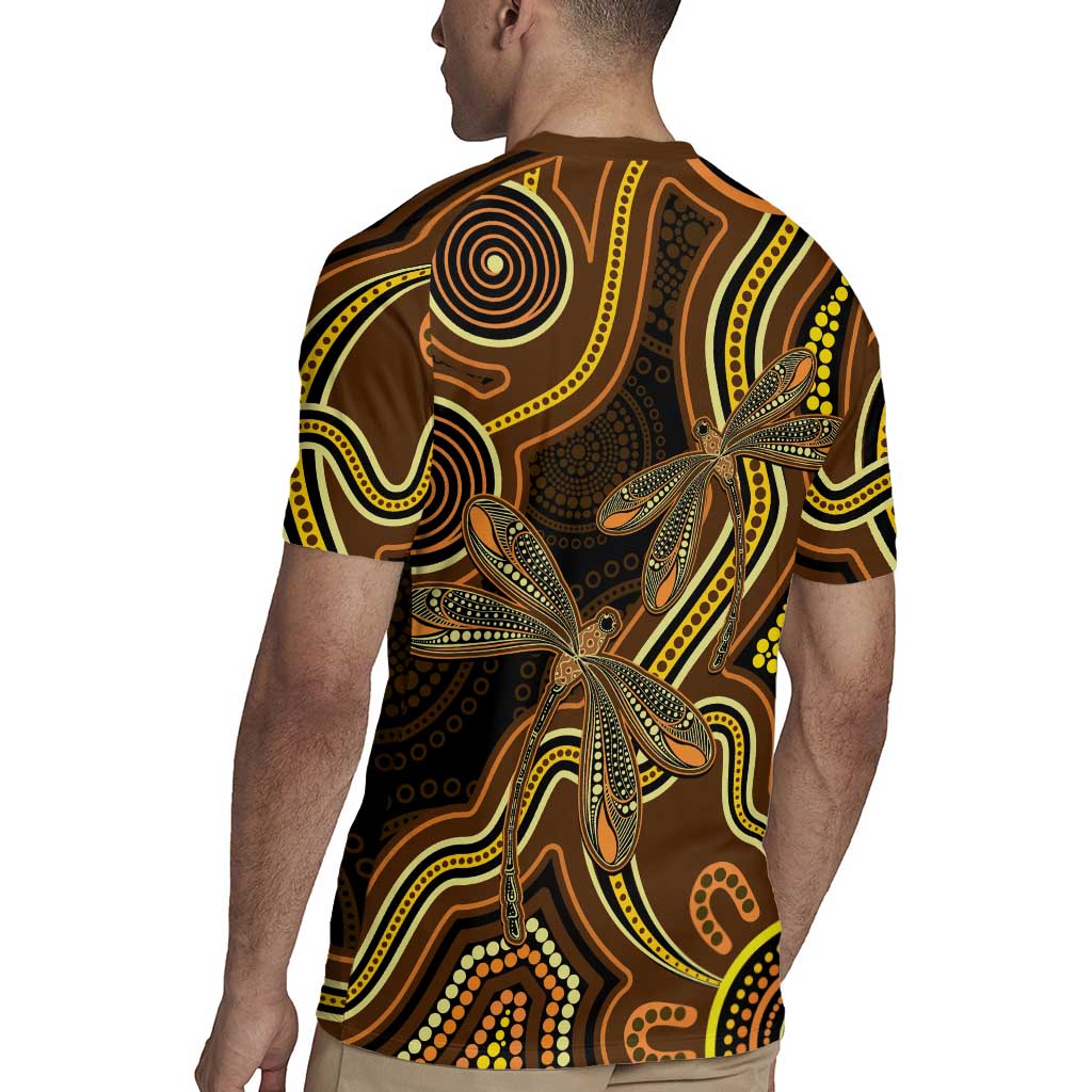 Orange Indigenous Dragonfly Australia Rugby Jersey Aboriginal Art - Aussie Hoodie