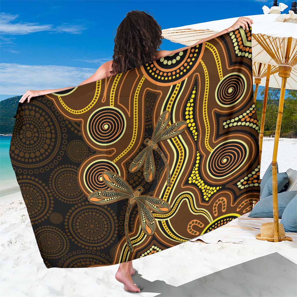 Orange Indigenous Dragonfly Australia Sarong Aboriginal Art - Aussie Hoodie