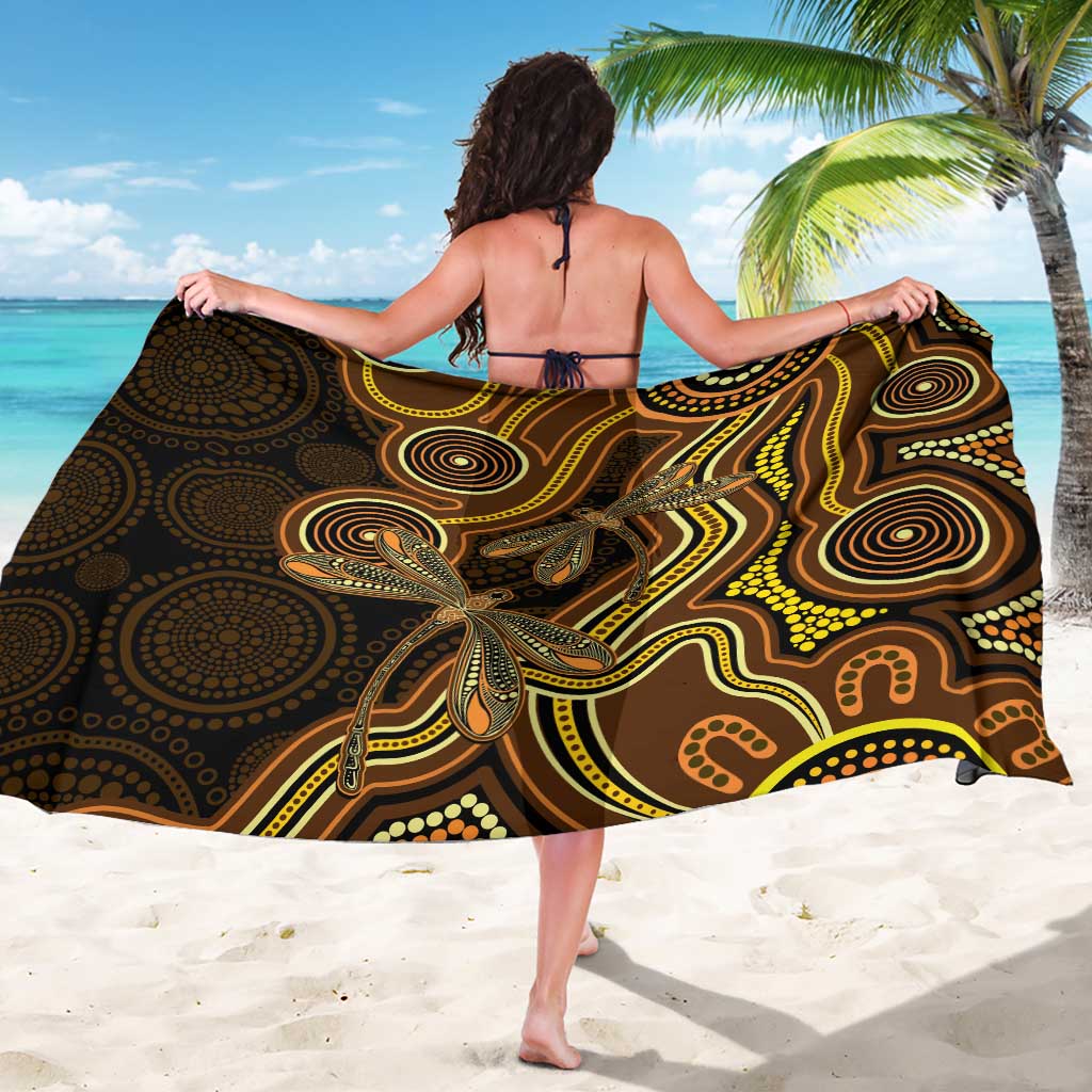 Orange Indigenous Dragonfly Australia Sarong Aboriginal Art - Aussie Hoodie