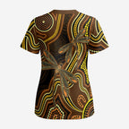 Orange Indigenous Dragonfly Australia Scrub Top Aboriginal Art - Aussie Hoodie