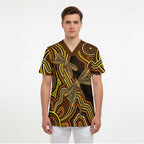 Orange Indigenous Dragonfly Australia Scrub Top Aboriginal Art - Aussie Hoodie