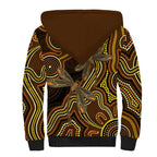 Orange Indigenous Dragonfly Australia Sherpa Hoodie Aboriginal Art - Aussie Hoodie