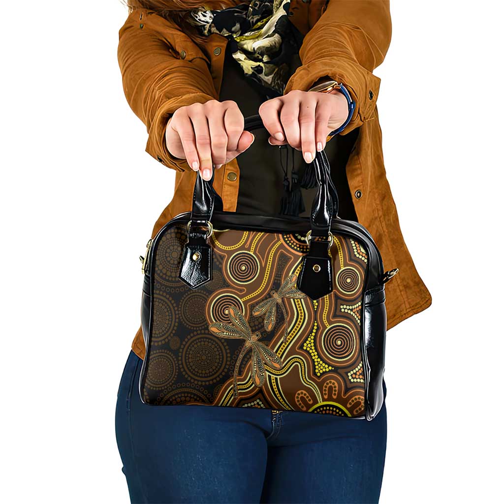 Orange Indigenous Dragonfly Australia Shoulder Handbag Aboriginal Art - Aussie Hoodie