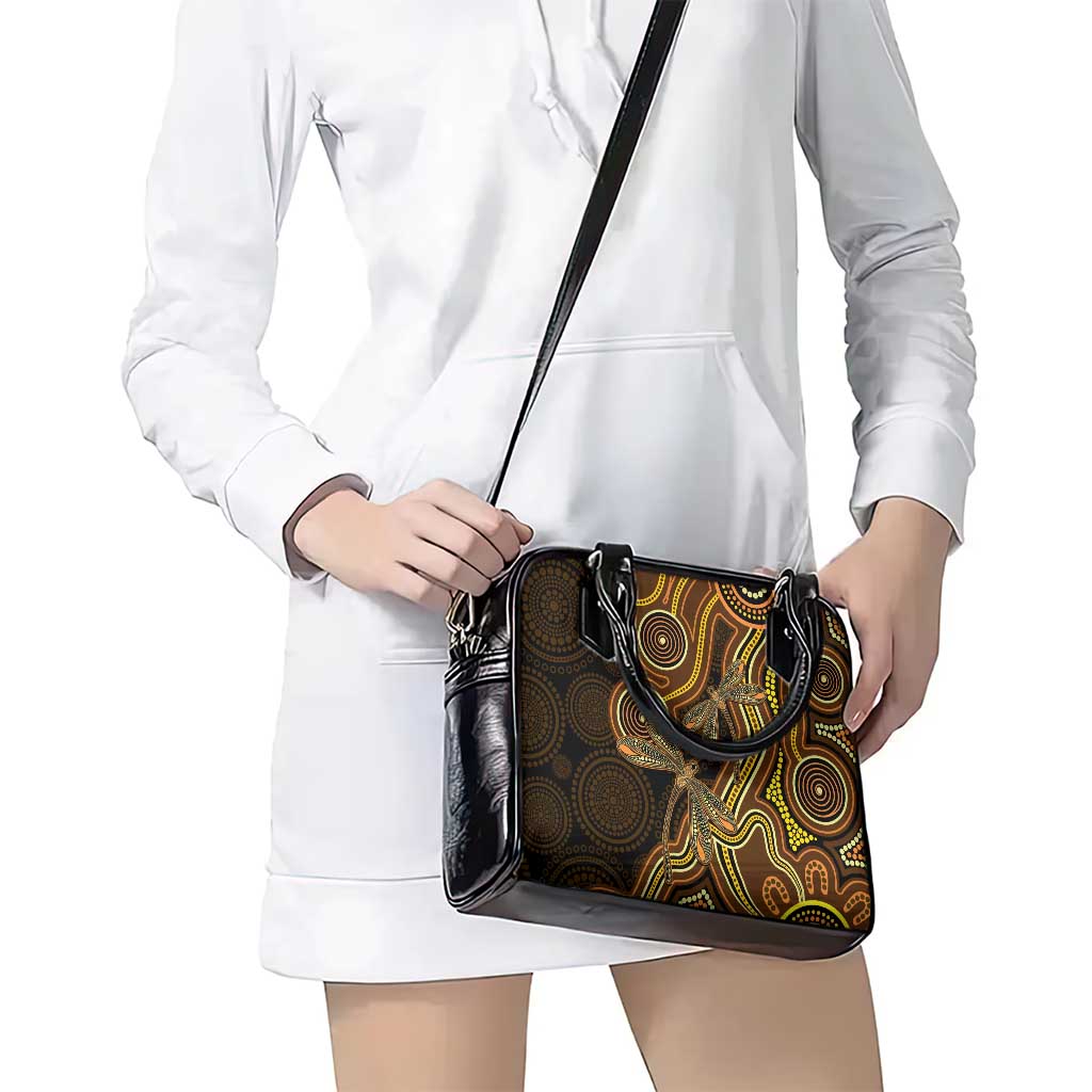 Orange Indigenous Dragonfly Australia Shoulder Handbag Aboriginal Art - Aussie Hoodie