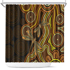 Orange Indigenous Dragonfly Australia Shower Curtain Aboriginal Art - Aussie Hoodie