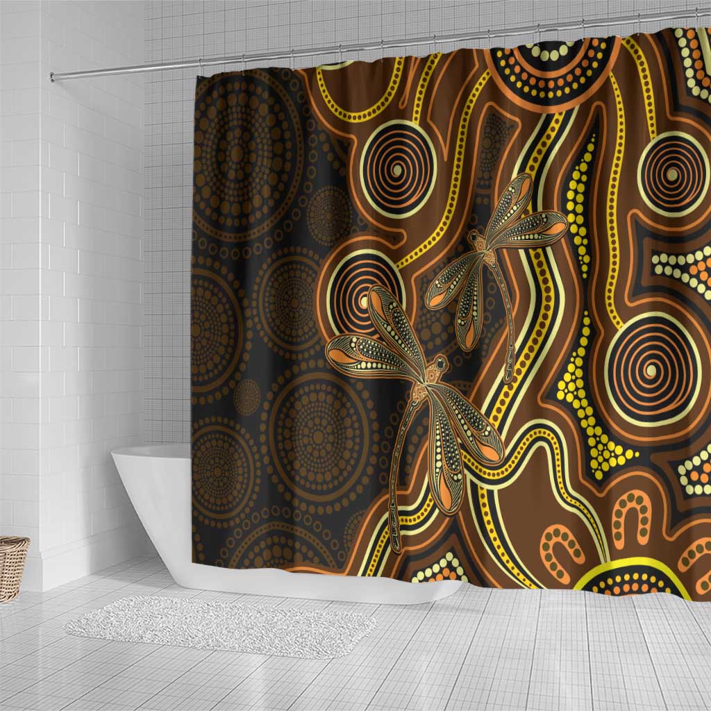Orange Indigenous Dragonfly Australia Shower Curtain Aboriginal Art - Aussie Hoodie