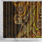 Orange Indigenous Dragonfly Australia Shower Curtain Aboriginal Art - Aussie Hoodie