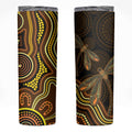 Orange Indigenous Dragonfly Australia Skinny Tumbler Aboriginal Art - Aussie Hoodie