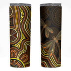 Orange Indigenous Dragonfly Australia Skinny Tumbler Aboriginal Art - Aussie Hoodie