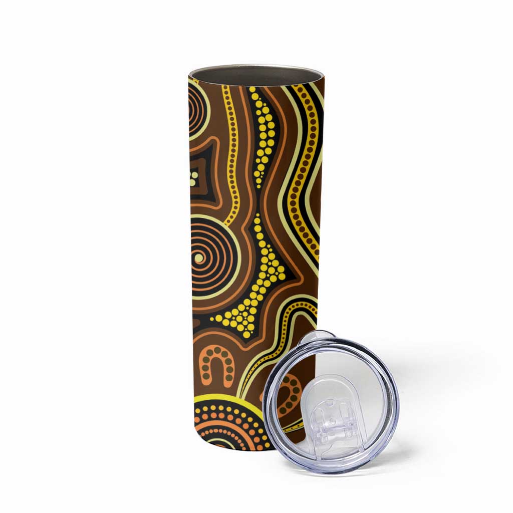 Orange Indigenous Dragonfly Australia Skinny Tumbler Aboriginal Art - Aussie Hoodie