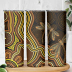Orange Indigenous Dragonfly Australia Skinny Tumbler Aboriginal Art - Aussie Hoodie