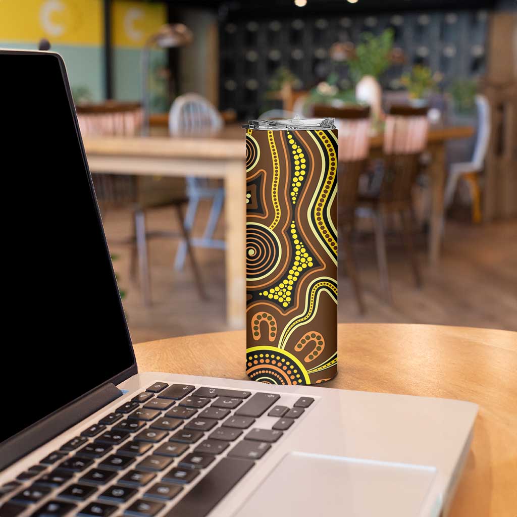 Orange Indigenous Dragonfly Australia Skinny Tumbler Aboriginal Art - Aussie Hoodie