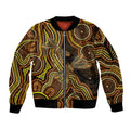 Orange Indigenous Dragonfly Australia Sleeve Zip Bomber Jacket Aboriginal Art - Aussie Hoodie