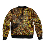 Orange Indigenous Dragonfly Australia Sleeve Zip Bomber Jacket Aboriginal Art - Aussie Hoodie