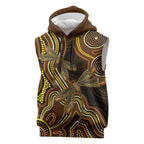 Orange Indigenous Dragonfly Australia Sleeveless Hoodie Aboriginal Art - Aussie Hoodie