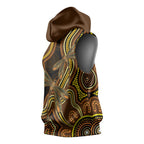 Orange Indigenous Dragonfly Australia Sleeveless Hoodie Aboriginal Art - Aussie Hoodie