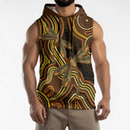 Orange Indigenous Dragonfly Australia Sleeveless Hoodie Aboriginal Art - Aussie Hoodie