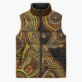 Orange Indigenous Dragonfly Australia Sleeveless Puffer Jacket Aboriginal Art - Aussie Hoodie