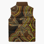 Orange Indigenous Dragonfly Australia Sleeveless Puffer Jacket Aboriginal Art - Aussie Hoodie