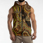 Orange Indigenous Dragonfly Australia Sleeveless Zip Hoodie Aboriginal Art LT14