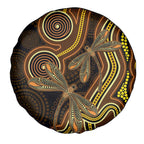 Orange Indigenous Dragonfly Australia Spare Tire Cover Aboriginal Art - Aussie Hoodie