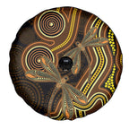 Orange Indigenous Dragonfly Australia Spare Tire Cover Aboriginal Art - Aussie Hoodie
