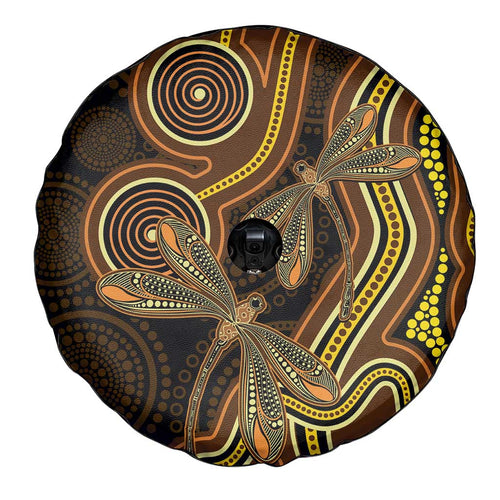 Orange Indigenous Dragonfly Australia Spare Tire Cover Aboriginal Art - Aussie Hoodie