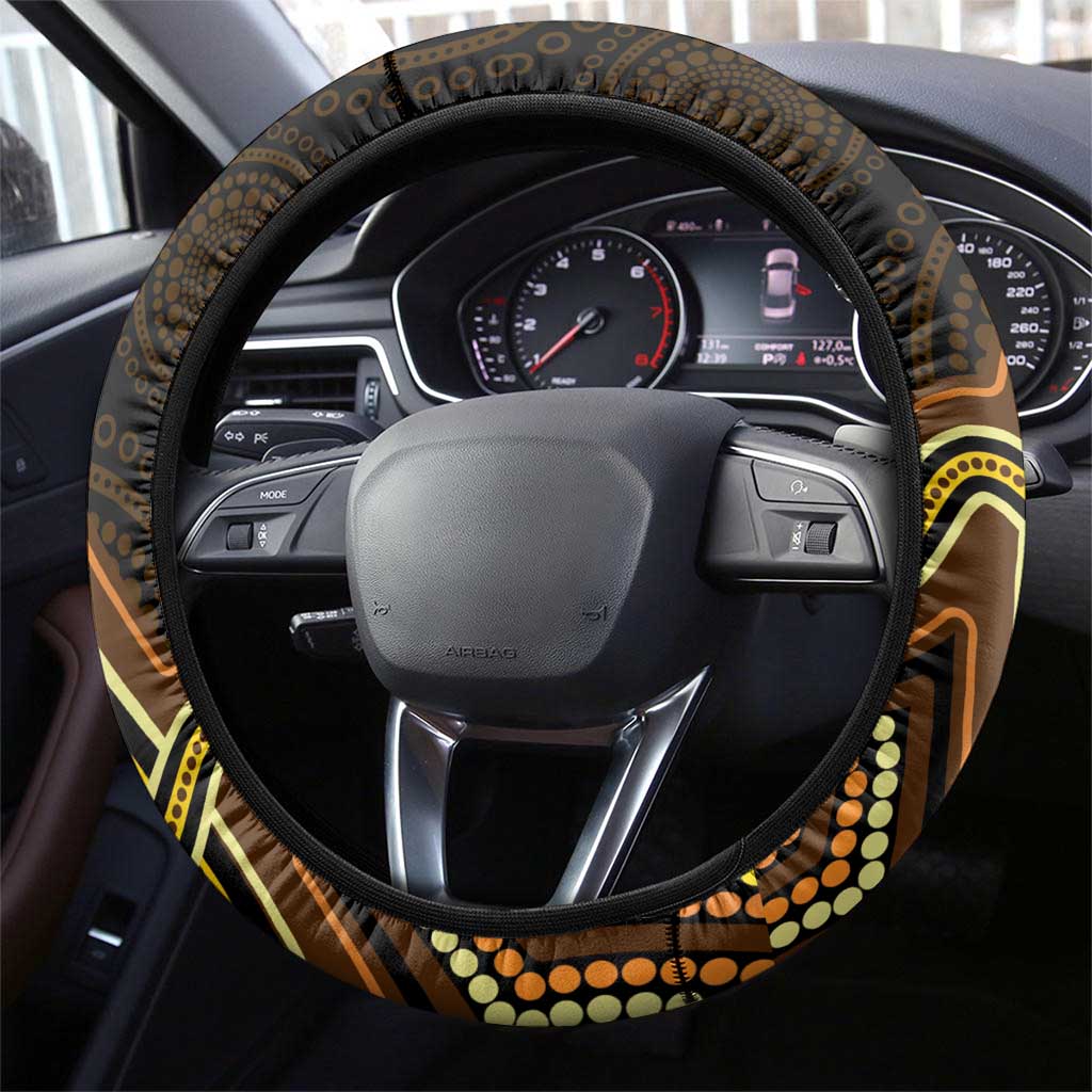 Orange Indigenous Dragonfly Australia Steering Wheel Cover Aboriginal Art - Aussie Hoodie