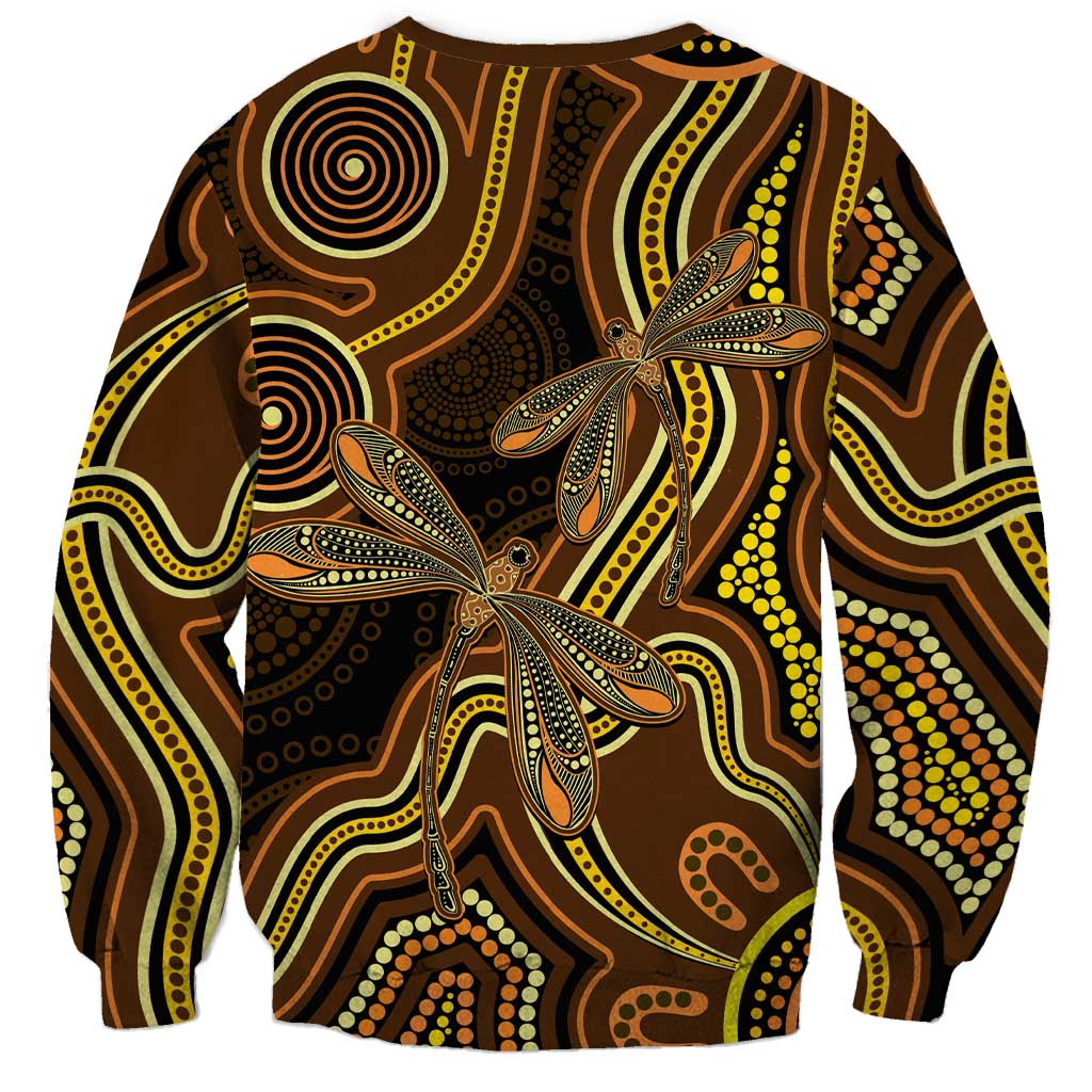 Orange Indigenous Dragonfly Australia Sweatshirt Aboriginal Art - Aussie Hoodie