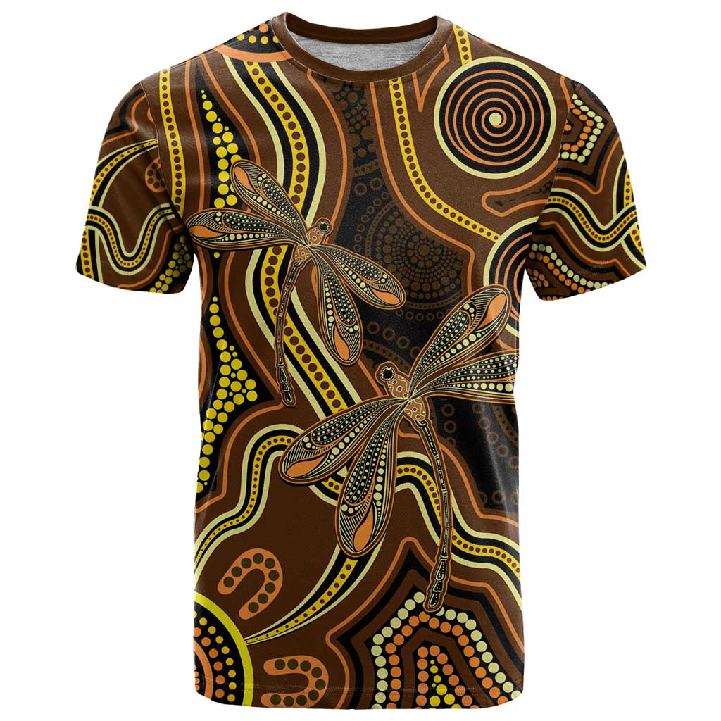 Orange Indigenous Dragonfly Australia T Shirt Aboriginal Art - Aussie Hoodie