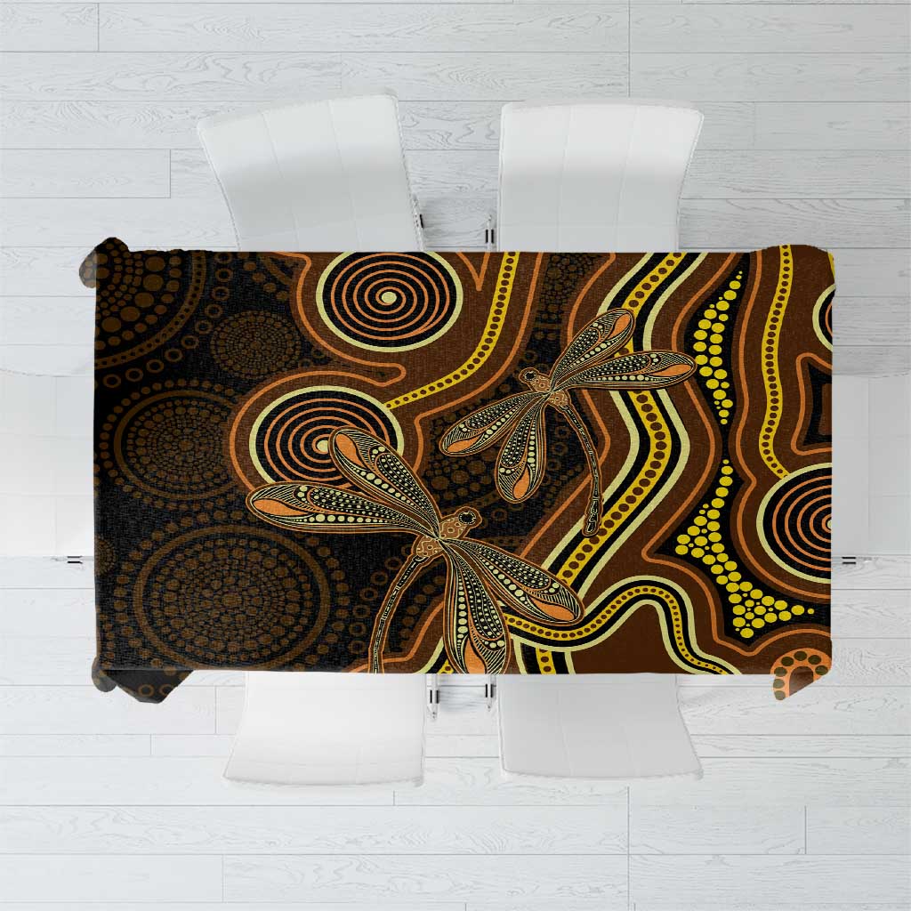 Orange Indigenous Dragonfly Australia Tablecloth Aboriginal Art - Aussie Hoodie