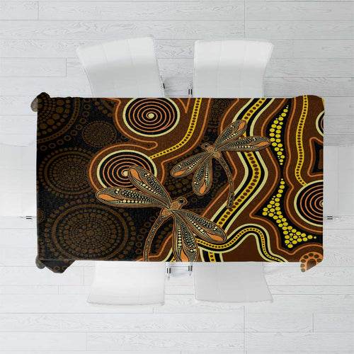 Orange Indigenous Dragonfly Australia Tablecloth Aboriginal Art - Aussie Hoodie