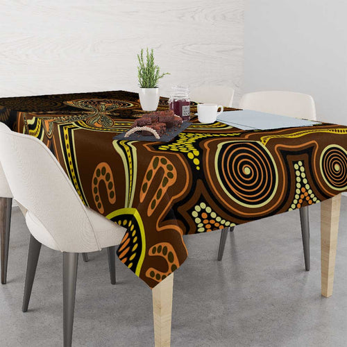 Orange Indigenous Dragonfly Australia Tablecloth Aboriginal Art - Aussie Hoodie