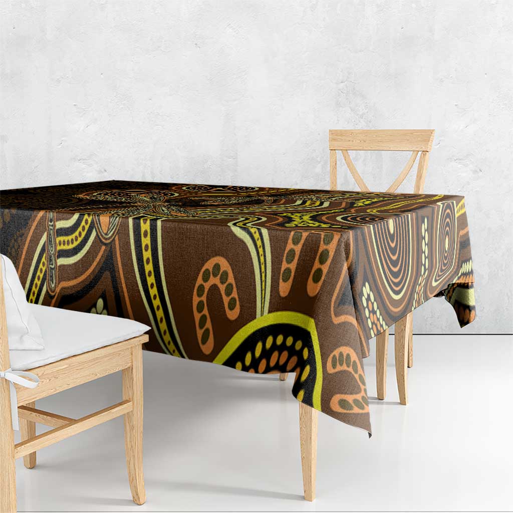 Orange Indigenous Dragonfly Australia Tablecloth Aboriginal Art - Aussie Hoodie