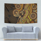 Orange Indigenous Dragonfly Australia Tapestry Aboriginal Art - Aussie Hoodie