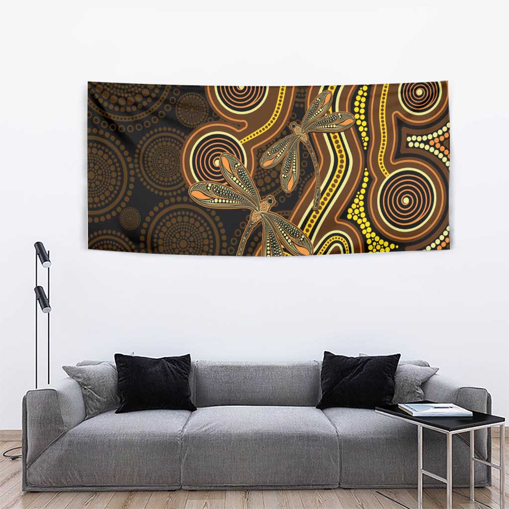 Orange Indigenous Dragonfly Australia Tapestry Aboriginal Art - Aussie Hoodie