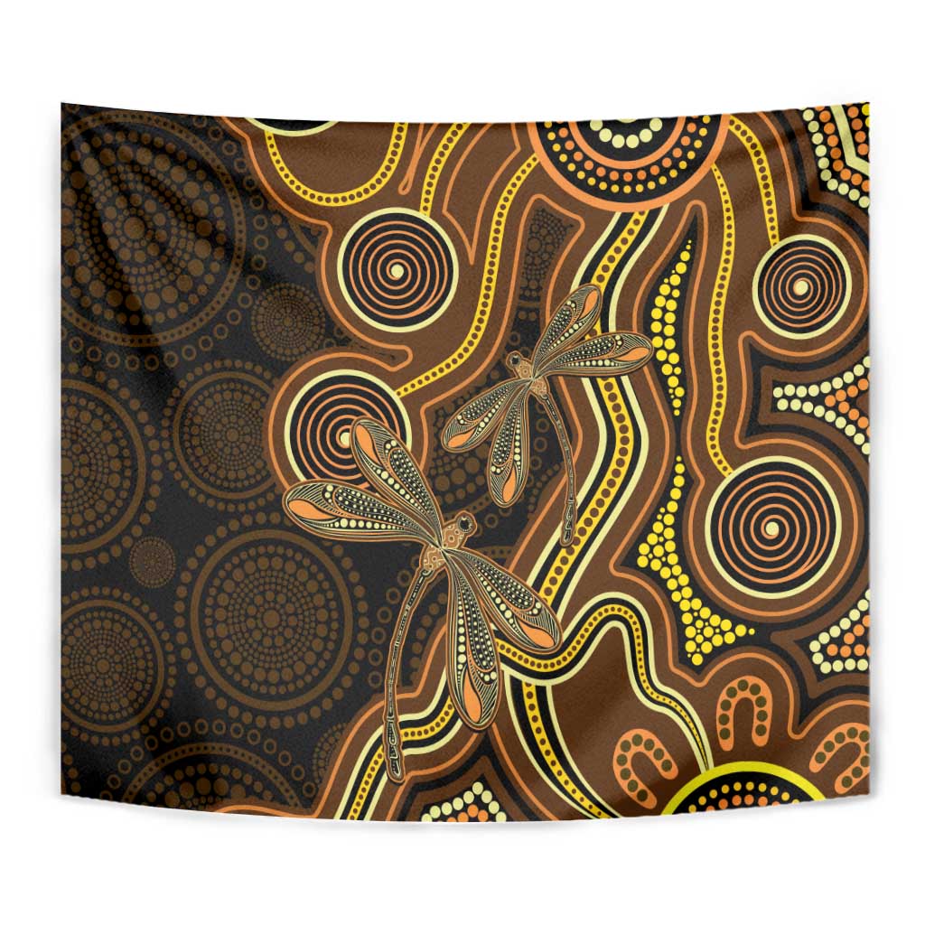 Orange Indigenous Dragonfly Australia Tapestry Aboriginal Art - Aussie Hoodie