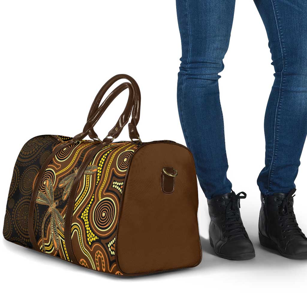 Orange Indigenous Dragonfly Australia Travel Bag Aboriginal Art - Aussie Hoodie