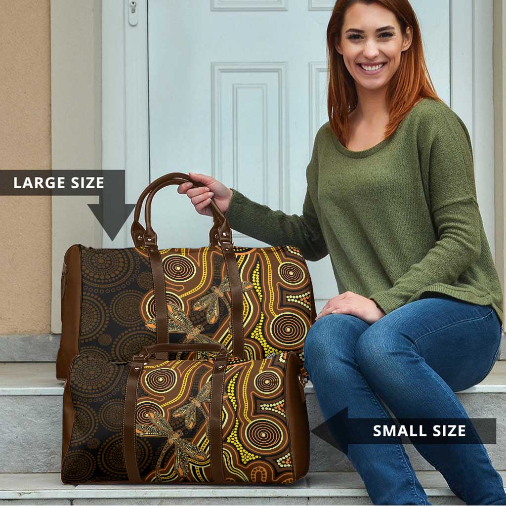 Orange Indigenous Dragonfly Australia Travel Bag Aboriginal Art - Aussie Hoodie