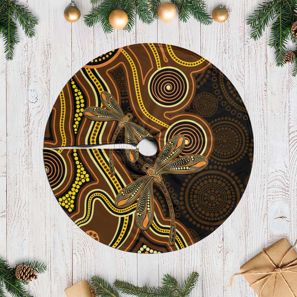 Orange Indigenous Dragonfly Australia Tree Skirt Aboriginal Art - Aussie Hoodie