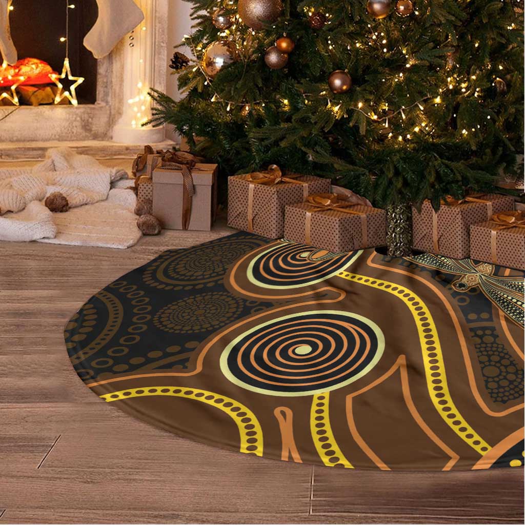 Orange Indigenous Dragonfly Australia Tree Skirt Aboriginal Art - Aussie Hoodie