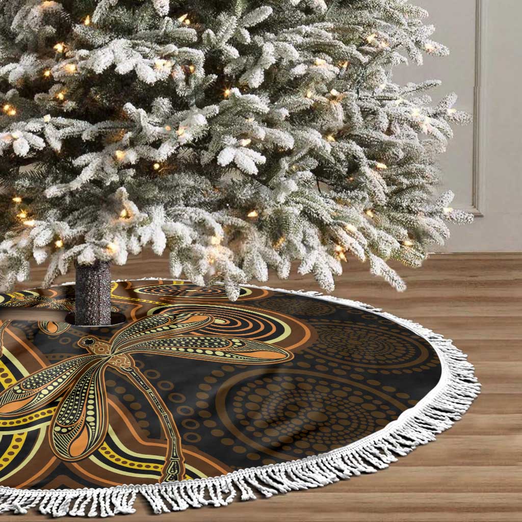 Orange Indigenous Dragonfly Australia Tree Skirt Aboriginal Art - Aussie Hoodie