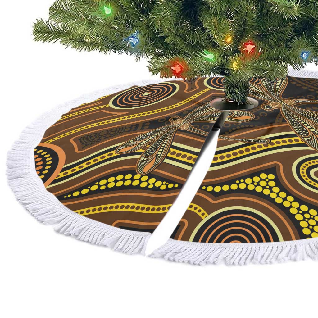 Orange Indigenous Dragonfly Australia Tree Skirt Aboriginal Art - Aussie Hoodie