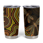 Orange Indigenous Dragonfly Australia Tumbler Cup Aboriginal Art - Aussie Hoodie