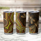 Orange Indigenous Dragonfly Australia Tumbler Cup Aboriginal Art - Aussie Hoodie