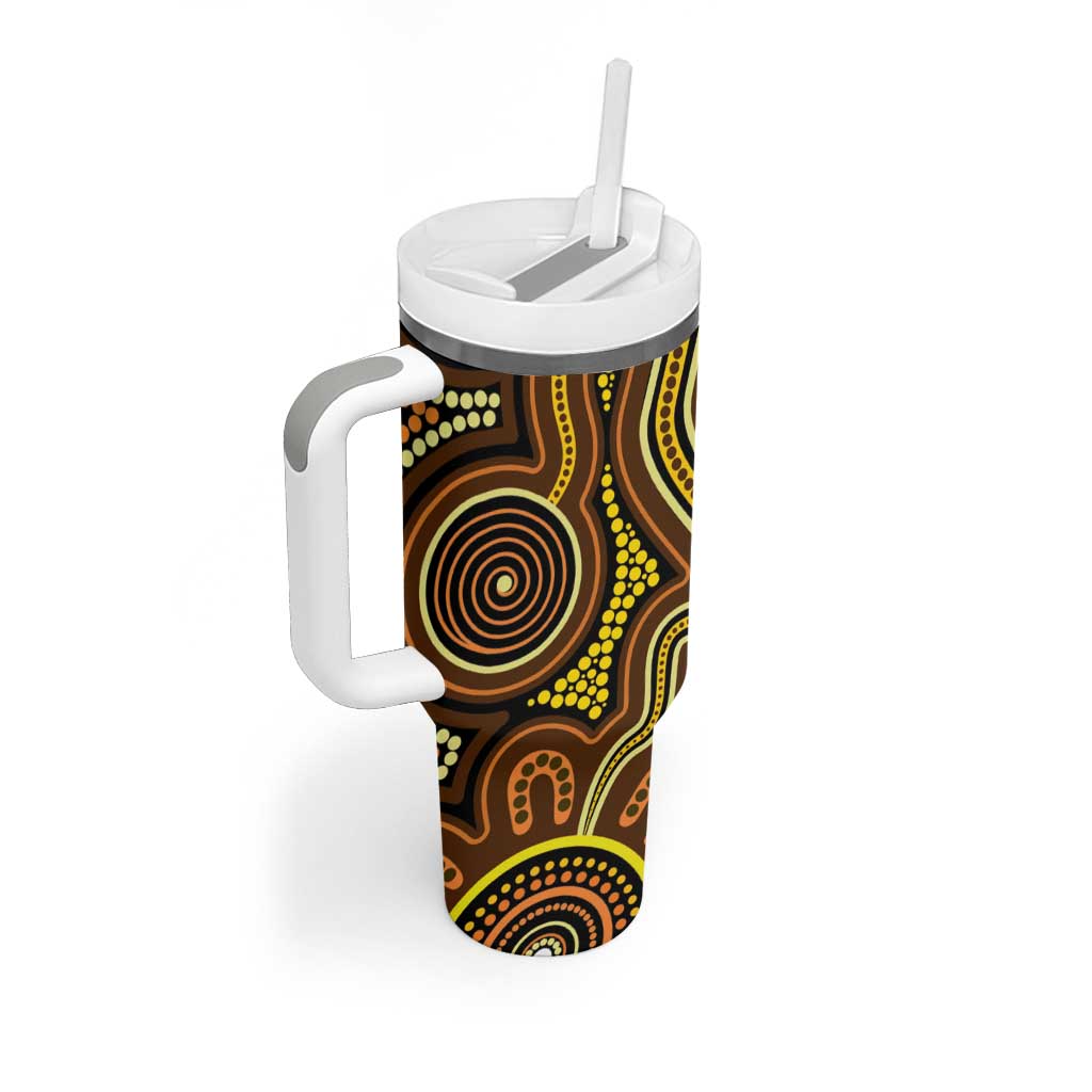 Orange Indigenous Dragonfly Australia Tumbler With Handle Aboriginal Art - Aussie Hoodie