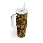 Orange Indigenous Dragonfly Australia Tumbler With Handle Aboriginal Art - Aussie Hoodie