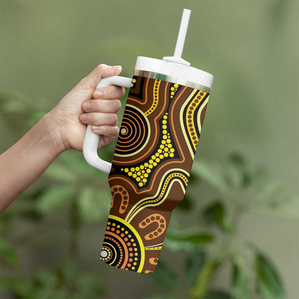 Orange Indigenous Dragonfly Australia Tumbler With Handle Aboriginal Art - Aussie Hoodie