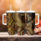 Orange Indigenous Dragonfly Australia Tumbler With Handle Aboriginal Art - Aussie Hoodie