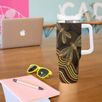Orange Indigenous Dragonfly Australia Tumbler With Handle Aboriginal Art - Aussie Hoodie